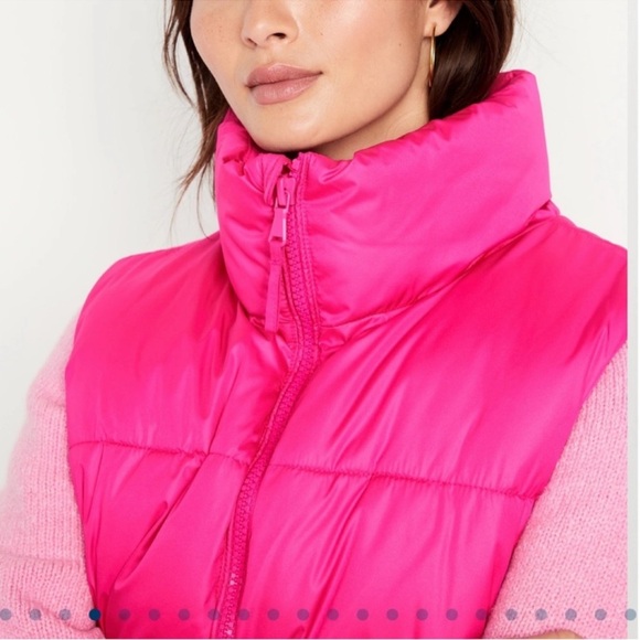 NWT OLD NAVY Quilted Puffer Vest Color: Pink Flamingo SIZE LARGE - Picture 4 of 4